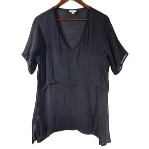 Avenue Mylah Layered Flutter Sleeve V-Neck Black Top 14/16